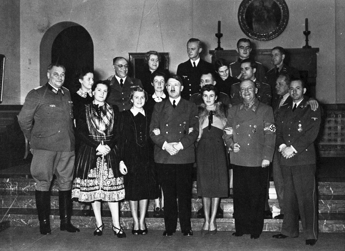 Adolf Hitler and his entourage pose on New Year's Eve at the Berghof, from Eva Braun's albums